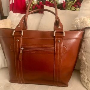 Emile M Tote; Burnt Orange Leather